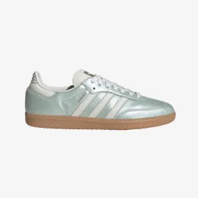 womens adidas samba (linen green/metallic)