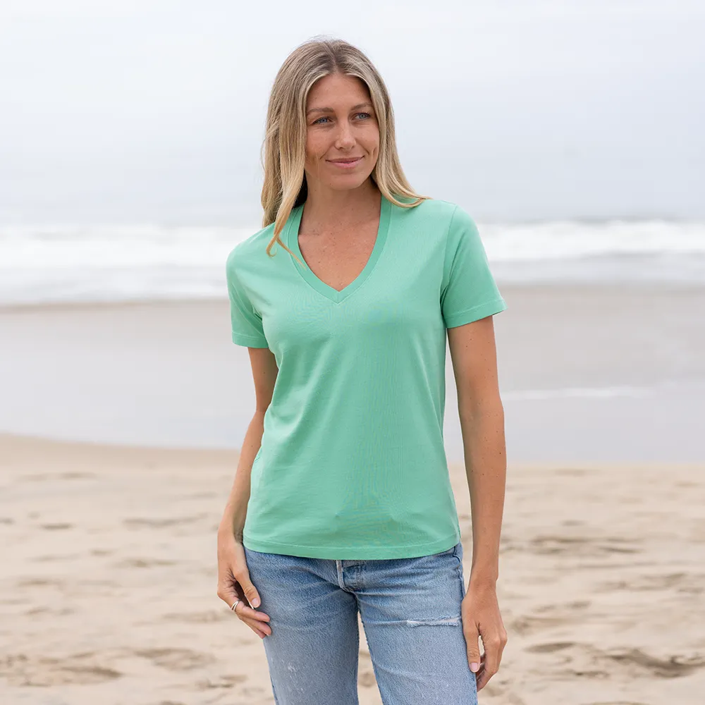 Womens Short Sleeve V-neck