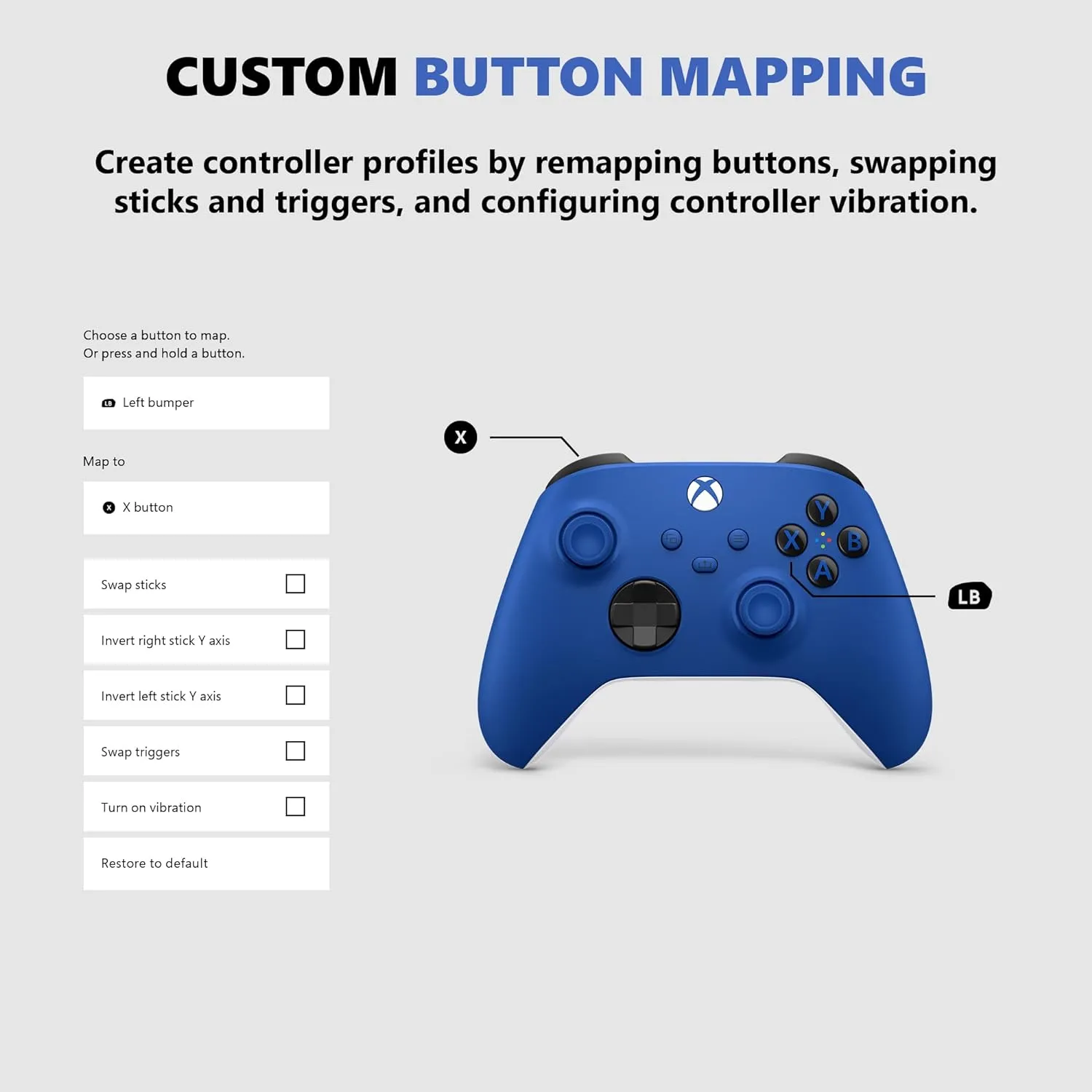 Xbox Wireless Controller Shock Blue - Wireless - Bluetooth - USB - Xbox Series X, Xbox Series S, Xbox One, PC, Android, iOS, Tablet - Shock Blue