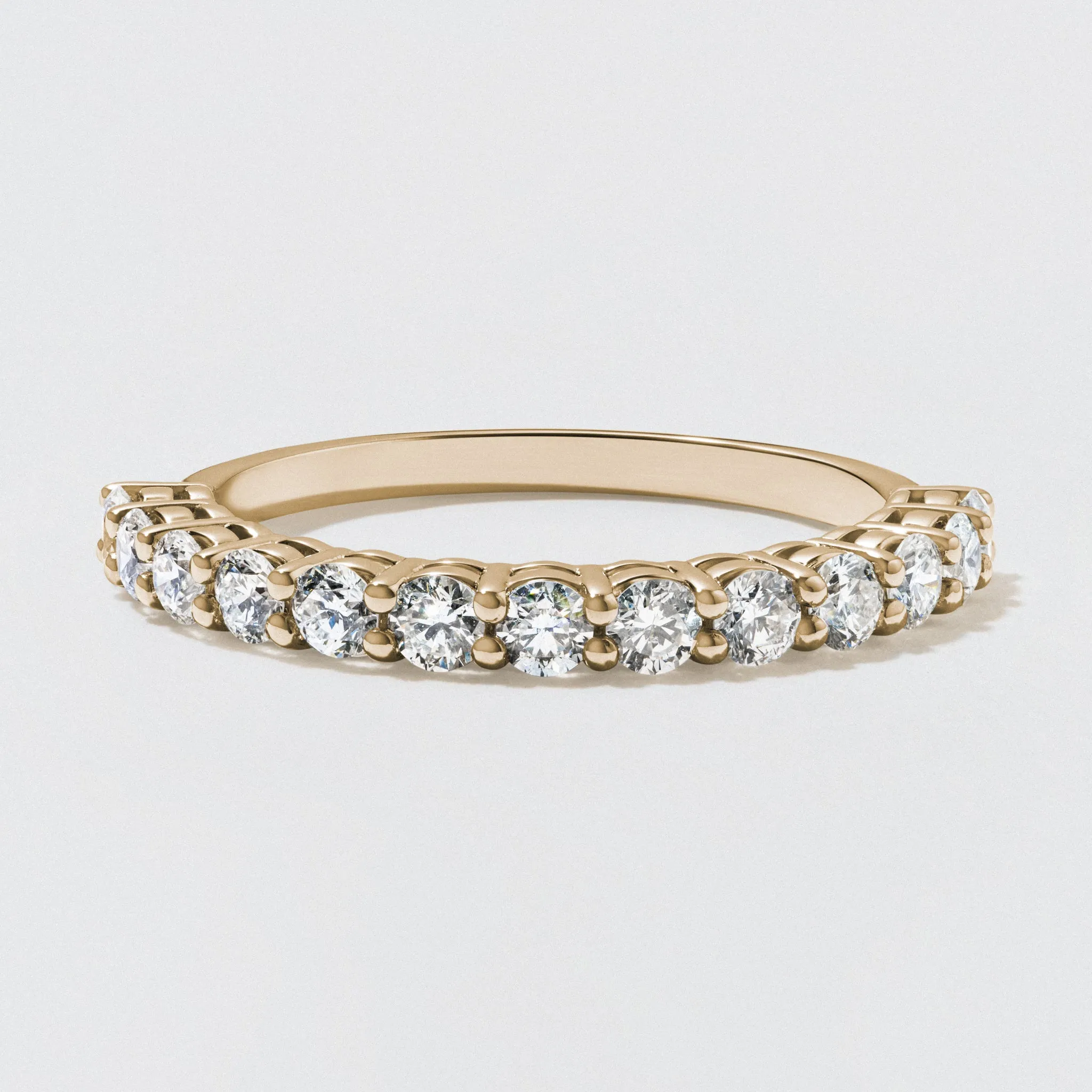 Yellow Gold Diamond Half Eternity Wedding Band - Polished 2.5mm