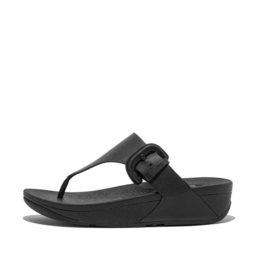 รองเท้าแตะแบบหูหนีบ ผู้หญิง รุ่น LULU COVERED-BUCKLE RAW-EDGE LEATHER TOE-POST SANDALS